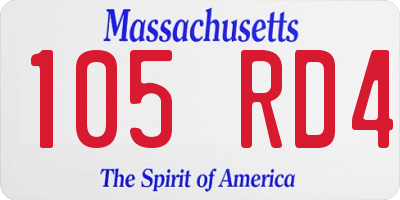 MA license plate 105RD4
