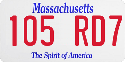 MA license plate 105RD7