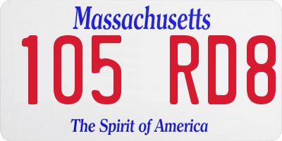 MA license plate 105RD8