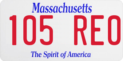 MA license plate 105RE0