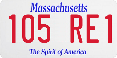 MA license plate 105RE1