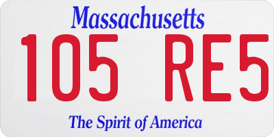 MA license plate 105RE5