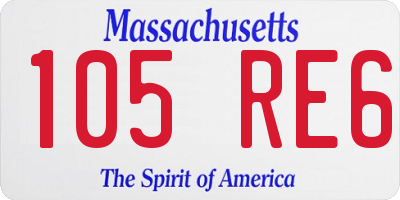 MA license plate 105RE6