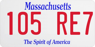 MA license plate 105RE7