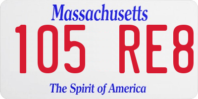 MA license plate 105RE8
