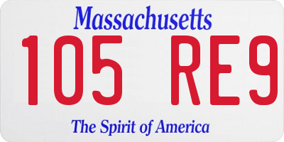 MA license plate 105RE9