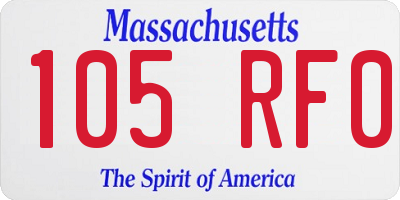 MA license plate 105RF0