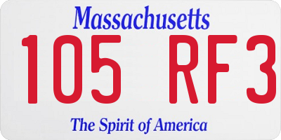 MA license plate 105RF3