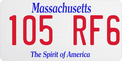 MA license plate 105RF6
