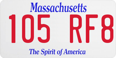 MA license plate 105RF8