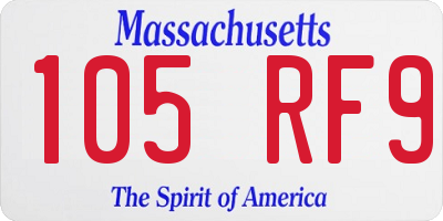 MA license plate 105RF9