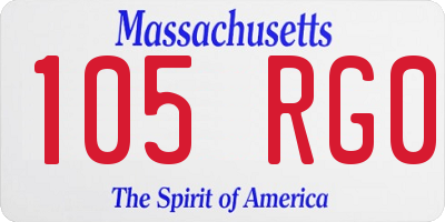 MA license plate 105RG0