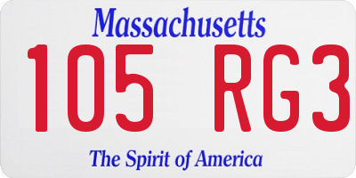 MA license plate 105RG3