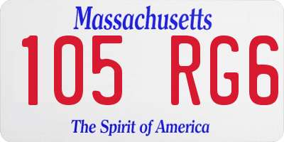 MA license plate 105RG6