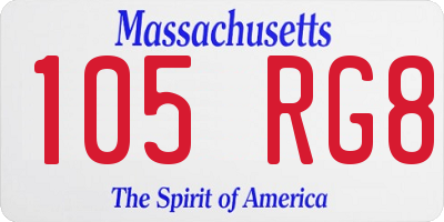 MA license plate 105RG8