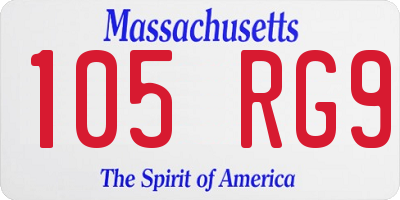 MA license plate 105RG9