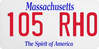 MA license plate 105RH0