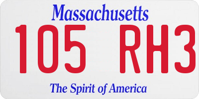 MA license plate 105RH3