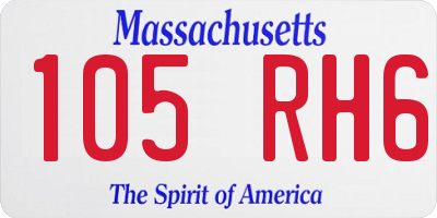 MA license plate 105RH6