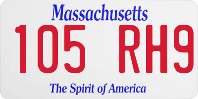 MA license plate 105RH9