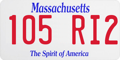 MA license plate 105RI2