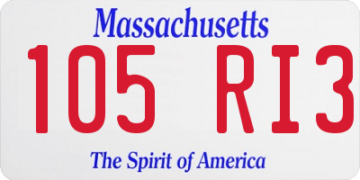 MA license plate 105RI3