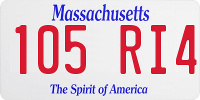 MA license plate 105RI4