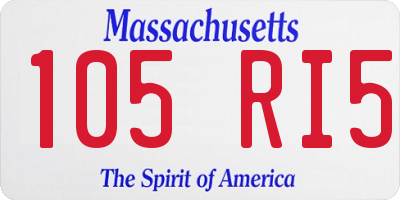 MA license plate 105RI5
