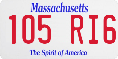 MA license plate 105RI6