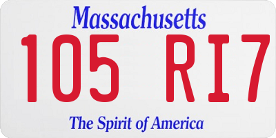 MA license plate 105RI7