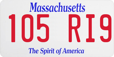 MA license plate 105RI9