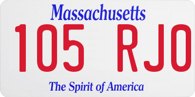 MA license plate 105RJ0