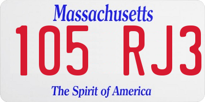 MA license plate 105RJ3