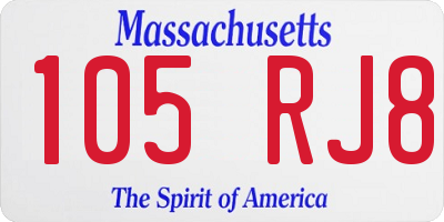 MA license plate 105RJ8