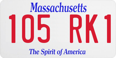 MA license plate 105RK1