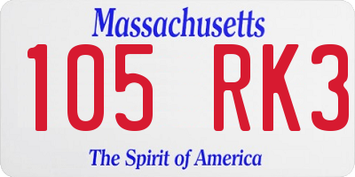 MA license plate 105RK3