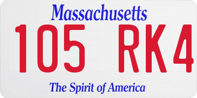 MA license plate 105RK4