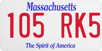 MA license plate 105RK5