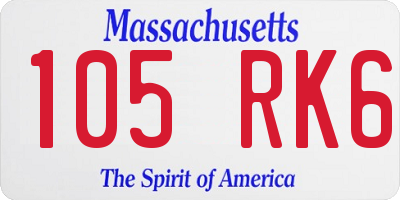 MA license plate 105RK6