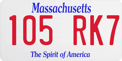MA license plate 105RK7