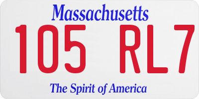MA license plate 105RL7