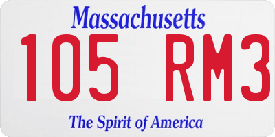 MA license plate 105RM3