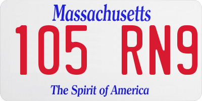 MA license plate 105RN9