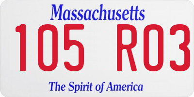 MA license plate 105RO3