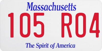 MA license plate 105RO4