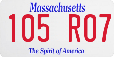 MA license plate 105RO7