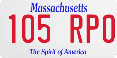 MA license plate 105RP0