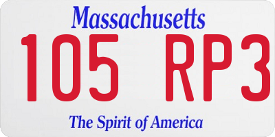 MA license plate 105RP3