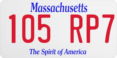 MA license plate 105RP7