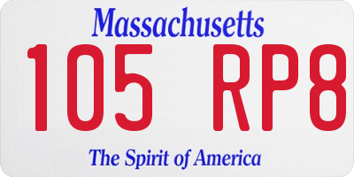 MA license plate 105RP8